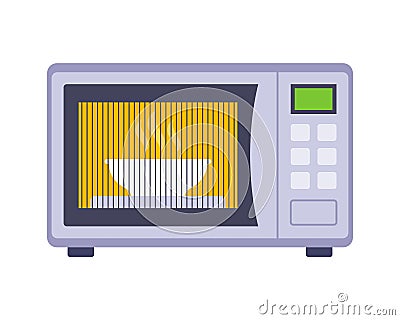 white microwave oven on a white background. Vector Illustration