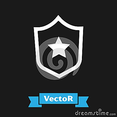 White Military reward medal icon isolated on black background. Army sign. Vector Vector Illustration