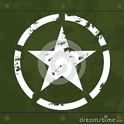 White military star on green metal Vector Illustration