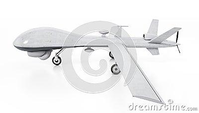 White military unmanned drone isolated on white background. 3D illustration Cartoon Illustration