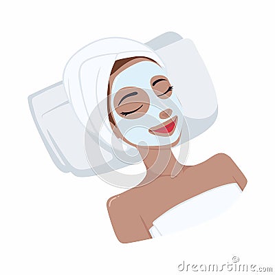 White Milk Natural Mask on Beautiful Woman Face, Illustration Vector Design Vector Illustration