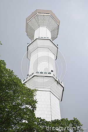 white minaret of the mosue Stock Photo