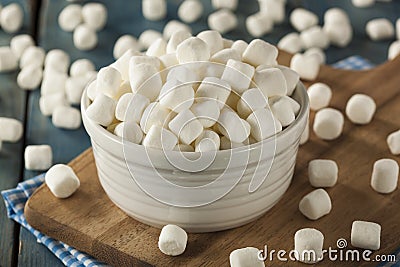 White Mini Marshmallows in a Bowl Stock Photo