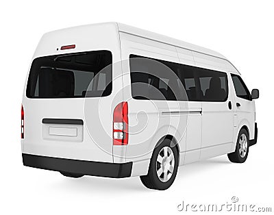 White Minibus Isolated Stock Photo