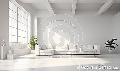 white minimalist house interior, elegant and luxurious, futuristic, ai generative Stock Photo