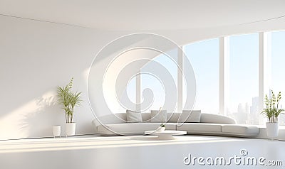 white minimalist house interior, elegant and luxurious, futuristic, ai generative Stock Photo