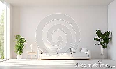 white minimalist house interior, elegant and luxurious, futuristic, ai generative Stock Photo