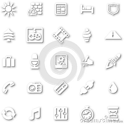 White minimalist icon set Vector Illustration