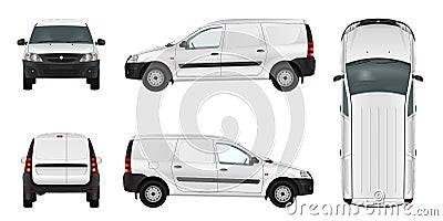 White minivan template. Blank vector delivery van. Vector Illustration