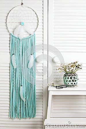 White mint dream catcher Stock Photo