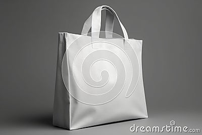 White mock up Canvas Bag on Grey Background Stock Photo