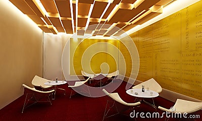 White Modern Lounge Room Chairs and Tables Editorial Stock Photo