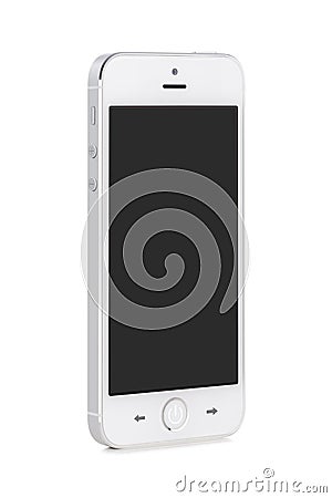 White modern mobile smart phone with blank screen Stock Photo