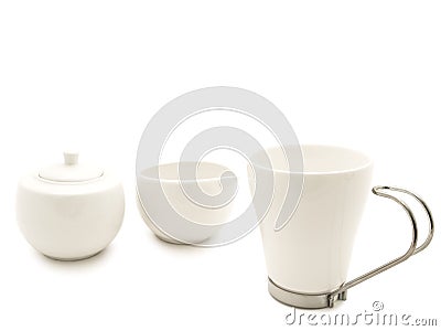 White modern tea-set Stock Photo