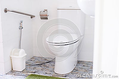 White modern toilet bowl in a bathroom,water closet Stock Photo