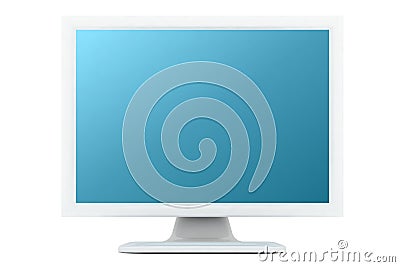 White monitor with cyan shade Stock Photo