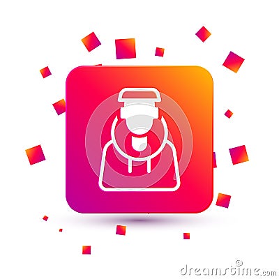 White Monk icon isolated on white background. Square color button. Vector Vector Illustration