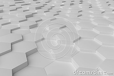 White monochrome hexagon tiles abstract background Stock Photo