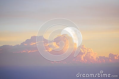 White moon in the blue sky before sunset, The moon rose at Early Evening, Beautiful nature background Stock Photo