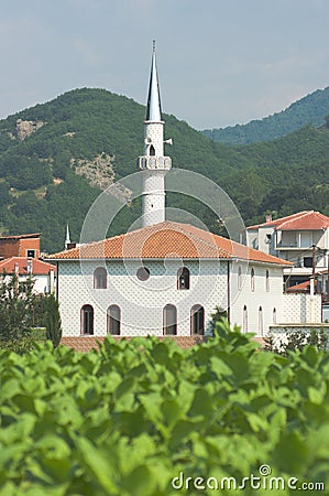 White Mosque In The Thrace Greece Stock Photo