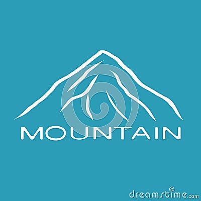 White mountain icon on blue bachground Vector Illustration