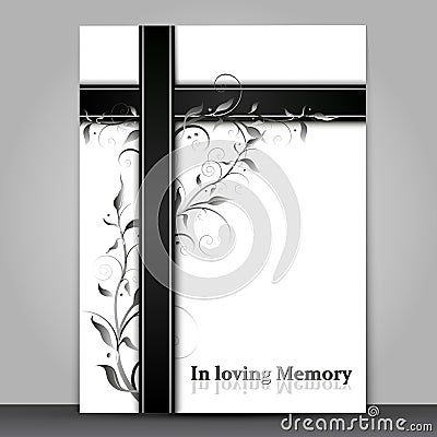 White mourning card with 3d floral ornament effect isolated on grey background Stock Photo