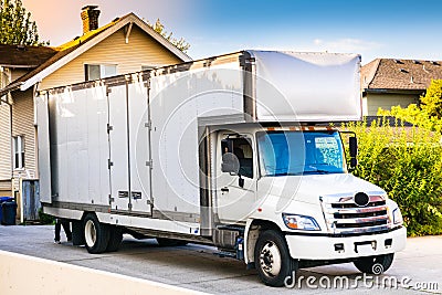 White moving truck Stock Photo