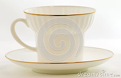 White mug with gold strip Stock Photo