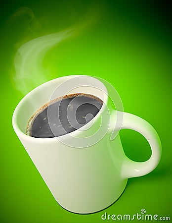 White mug with hot coffee and vapor Stock Photo
