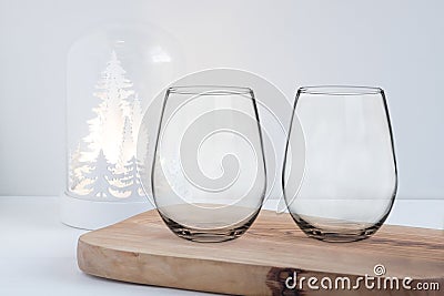 Christmas Stemless wine glass Mockup Stock Photo