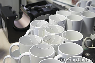 White mugs for sublimation printing Stock Photo