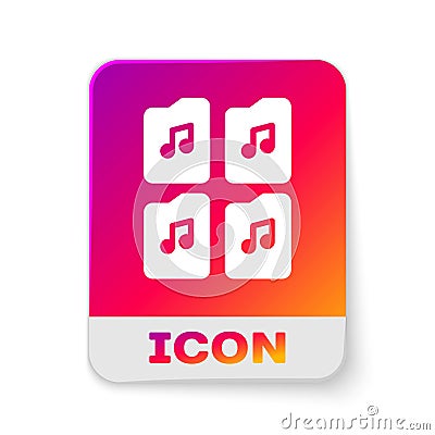 White Music file document icon isolated on white background. Waveform audio file format for digital audio riff files Vector Illustration