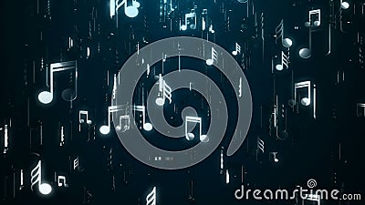 White music notes. Abstract background. Digital illustration Cartoon Illustration