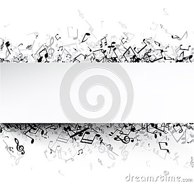 White musical background with notes. Vector Illustration