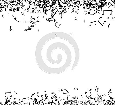 White musical background with notes. Vector Illustration