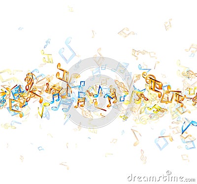 White musical background with notes. Vector Illustration