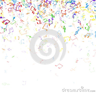 White musical background with notes. Vector Illustration