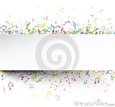 White musical background with notes. Vector Illustration