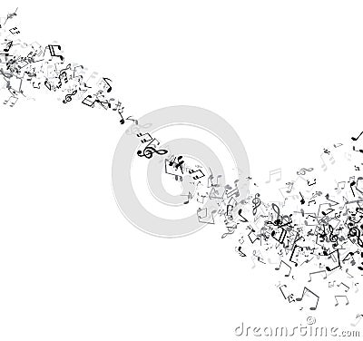 White musical background with notes. Vector Illustration