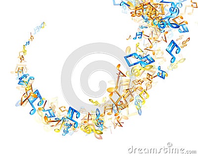 White musical background with notes. Vector Illustration