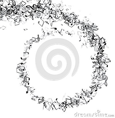 White musical background with notes. Vector Illustration