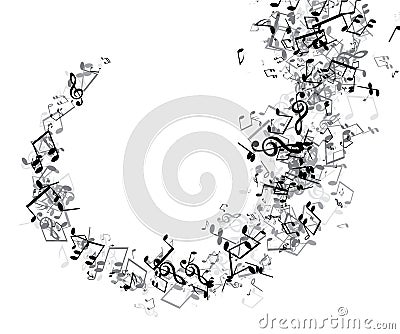 White musical background with notes. Vector Illustration