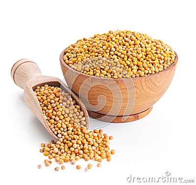 White mustard seeds isolated on white Stock Photo