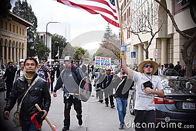 White Nationalist and Anti-Facist Groups Brawl In Downtown Berkeley California Editorial Stock Photo