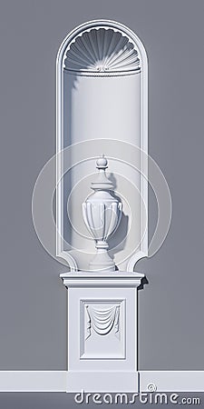 White niche in a classic style with a vase Stock Photo