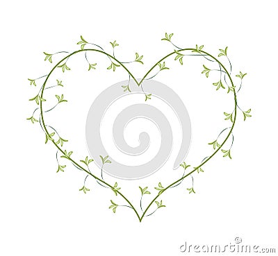 White Night Blooming Jasmines in A Heart Shape Vector Illustration