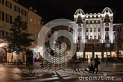 White Night in Bratislava, Slovakia 2021 Editorial Stock Photo