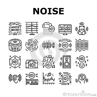 White Noise Hearing Collection Icons Set Vector Vector Illustration