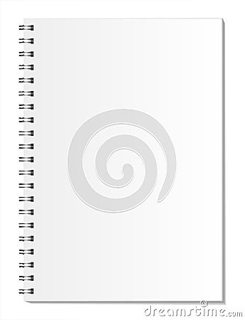 White notepad on a white background with realistic shadows. Vector Illustration