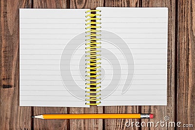 White Notepad Wood Background Stock Photo